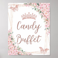 Cerise Fleurs Rose Gold Papillons Buffet bonbon