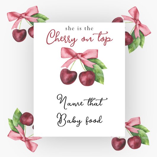 Poster Cerise noeud bébé douche Nom de cette nourriture p