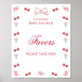 Poster Cerise Sur Le Baby shower Supérieur Faveurs Bow Ro (Devant)