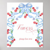 Poster Cerise sur le dessus Baby shower Blue Bow Faveurs (Devant)