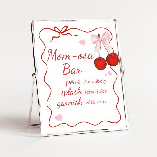 Poster Cerise sur le dessus Baby shower de la cave rose M