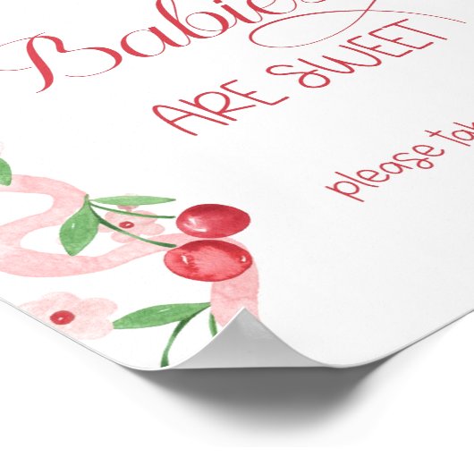 Poster Cerise sur le dessus Bébés sont doux Bow rose (Coin)