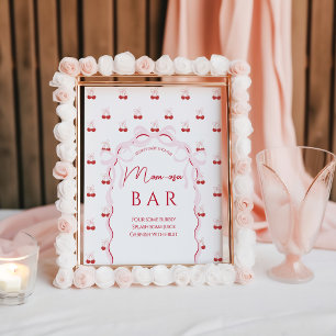 Poster Cerise sur le dessus Pink Bow Red Baby Girl Douche