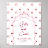 Poster Cerise sur le dessus Pink Bow Red Baby Girl Douche (Devant)