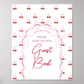Poster Cerise sur le dessus Pink Bow Red Baby Girl Douche (Devant)