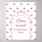 Poster Cerise sur le dessus Pink Bow Red Baby Girl Douche (Devant)