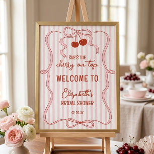 Poster Cerise sur le dessus Ruban rose Classy Rayures Bie