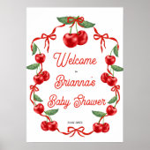 Poster Cerise sur le haut ruban baby shower signe d'accue (Devant)