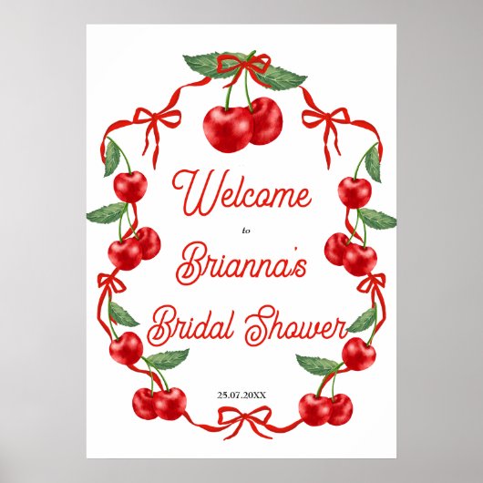 Poster Cerise sur le haut ruban signe de bienvenue de la  (Devant)