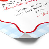 Poster Cerise Sweet Blue Coquette Bow En vichy Faveurs Si (Coin)