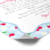Poster Cerise Sweet Blue Coquette Bow Ne pas dire bébé si (Coin)