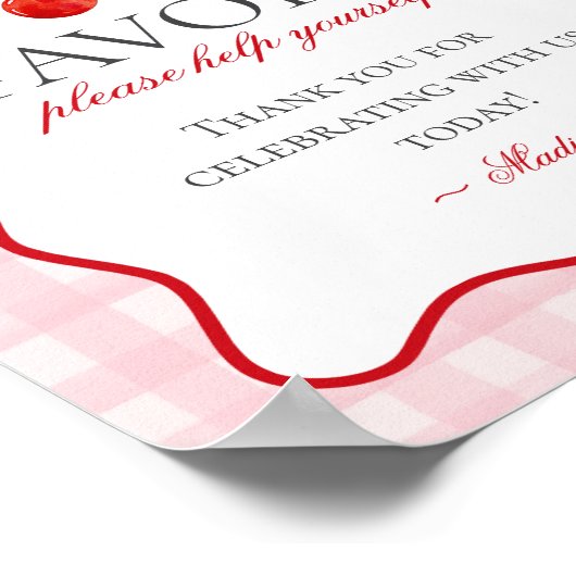 Poster Cerise Sweet Rose Coquette Bow En vichy Faveurs Si (Coin)