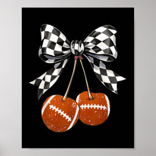 Poster Cerises à carreaux de football Nœud Coquette Jour