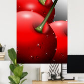 Poster Cerises avec gouttes de ragoût (Bureau à domicile)