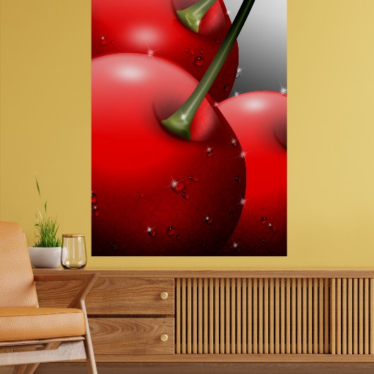 Poster Cerises avec gouttes de ragoût (Salon 2)