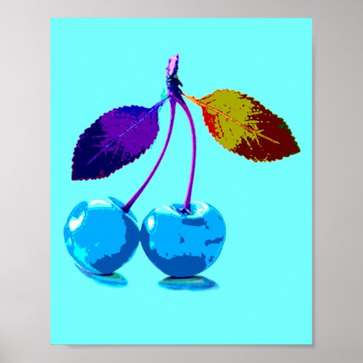 Poster Cerises bleues vives (Devant)