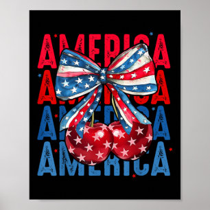 Poster Cerises d'Amérique Drapeau Américain 4 Juillet Cer