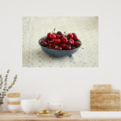 Poster Cerises dans un bol bleu (Cuisine)