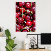 Poster Cerises fruits rouges aliments frais gros plan (Bureau à domicile)