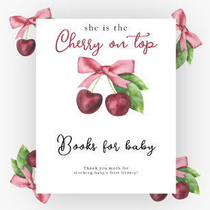 Poster Cerises noeud papillon baby shower Livres pour béb