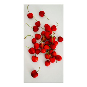 Poster Cerises rouges à la lumière naturelle Pose sur bla
