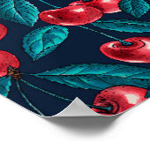 Poster Cerises rouges sur bleu foncé (Coin)