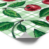 Poster Cerises rouges sur en vichy vert clair (Coin)
