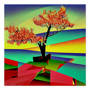 Poster Cerisier au milieu des rochers 3