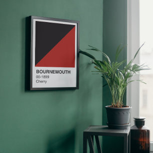 Poster Cerisier de Bournemouth Rouge et noir - Bordure bl