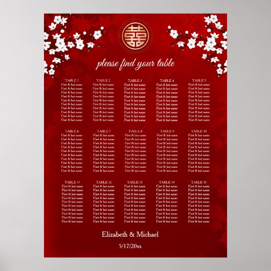 Poster Cerisier Fleur Rose Blanc | MARIAGE (Devant)