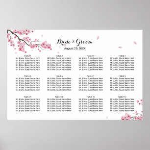 Poster Cerisier Mariage rose Fleur Carte de siège