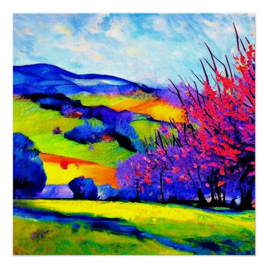 Poster Cerisiers dans le pré (Devant)