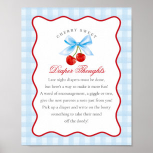 Poster Cerry Sweet Bleu Coquette Bow Pensées