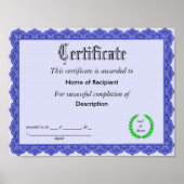 Poster Certificat (Devant)