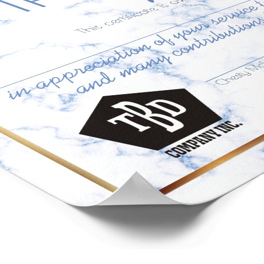 Poster Certificat anniversaire de l'employé du jalon marb (Coin)