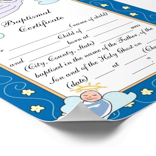 Poster Certificat baptismal (Coin)