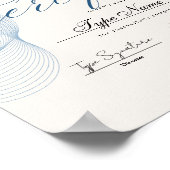 Poster Certificat bleu d'achèvement, réalisation, excel (Coin)