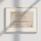 Poster Certificat D'Achèvement Prix Script Golden