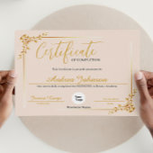 Poster Certificat D'Achèvement Prix Script Golden