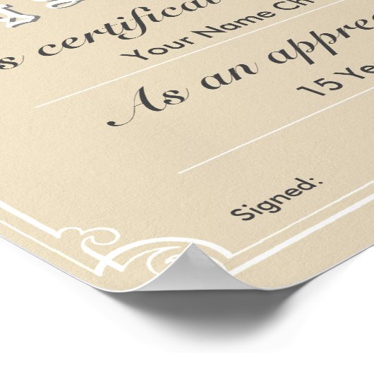 Poster Certificat d'adjudication long service de la socié (Coin)