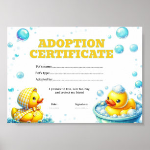 Poster Certificat d'adoption de canard modifiable 