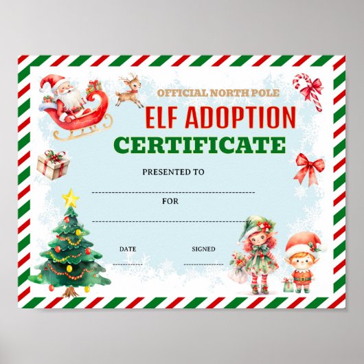 Poster certificat d'adoption de lutin modifiable (Devant)