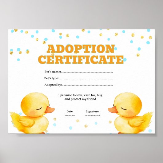 Poster Certificat d'adoption d'un animal de compagnie de (Devant)