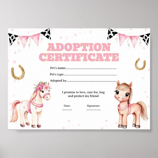 Poster Certificat d'adoption d'un animal de compagnie de (Devant)