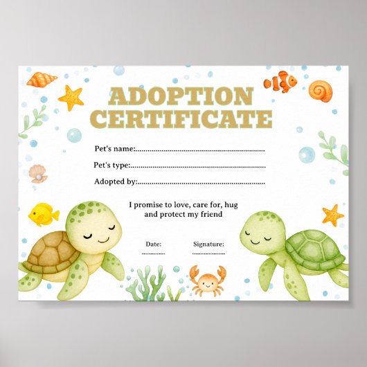 Poster Certificat d'adoption d'un animal de compagnie mod (Devant)