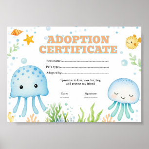 Poster Certificat d'adoption d'un animal de compagnie pou