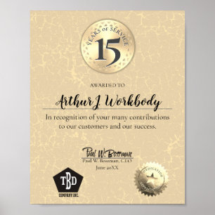 Poster Certificat d'anniversaire de l'employé de pierre â