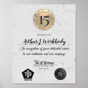 Poster Certificat d'anniversaire de l'employé de pierre â