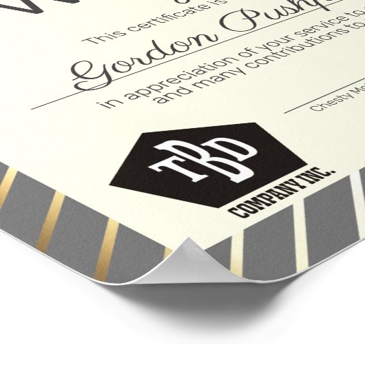 Poster Certificat d'anniversaire d'employé universel or (Coin)