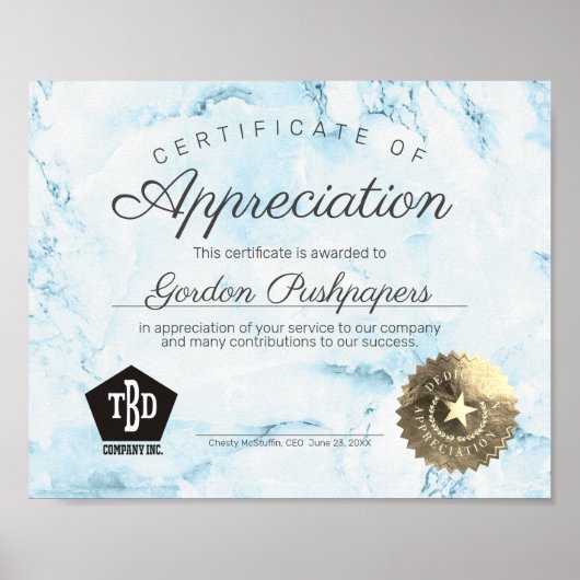 Poster Certificat d'appréciation du bénévole (Devant)